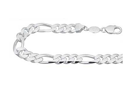 Rhodium Plated Mens Figaro Chain